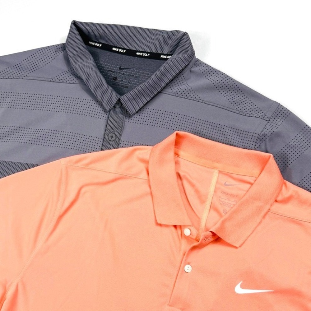 Nike Men's Polo Shirts - Coral and Gray